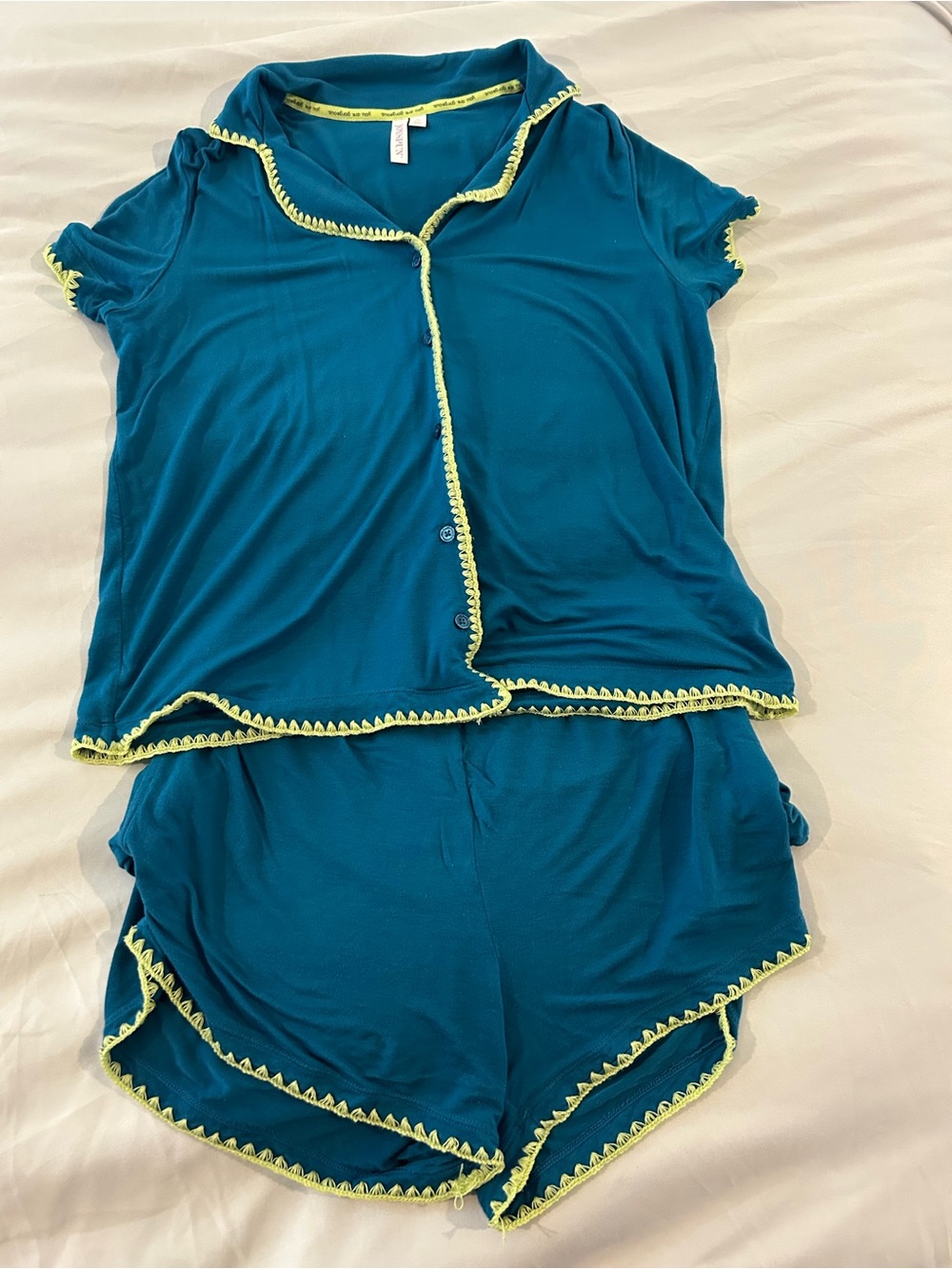 Joyspun Women’s Blue Pajama Lounge Set XS Small Short Sleeve Top & Shorts